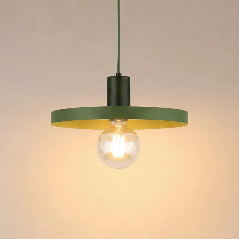 Billig Pendellampa Sila, grön, metall, Ø 30 cm, E27