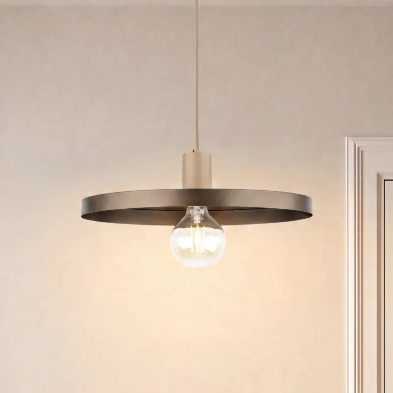 Erbjudande Pendellampa Sila, brun/sand, metall, Ø 45 cm, E27