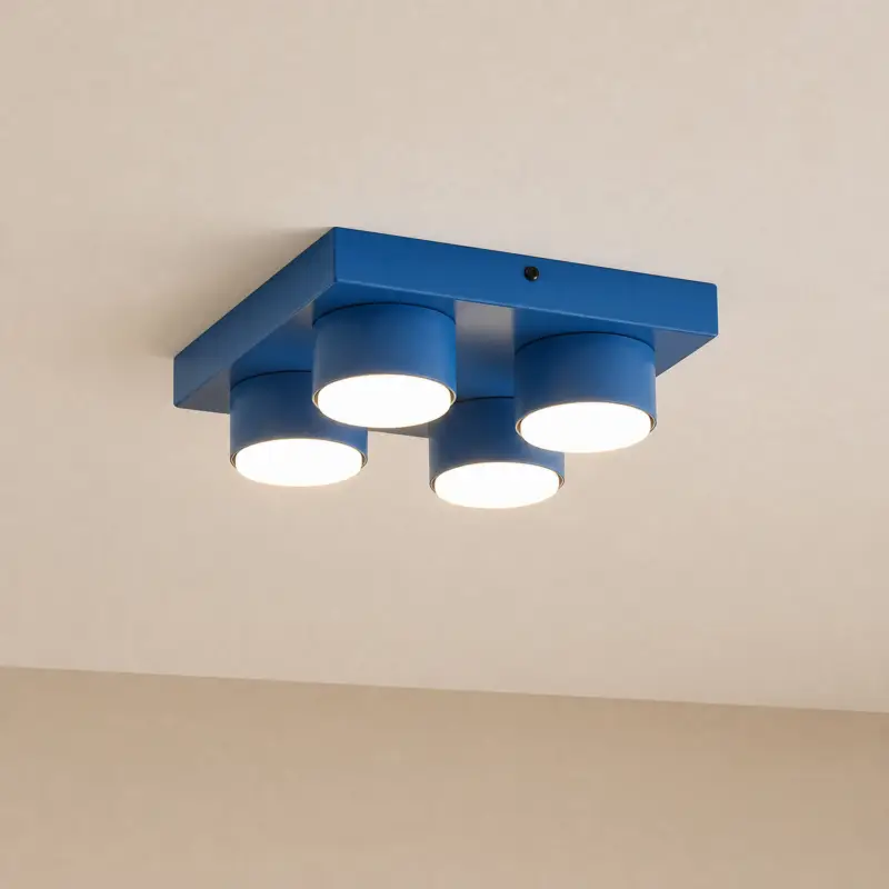Endast idag Taklampa Brix, blå, 23 cm lång, 4 lampor, GX53