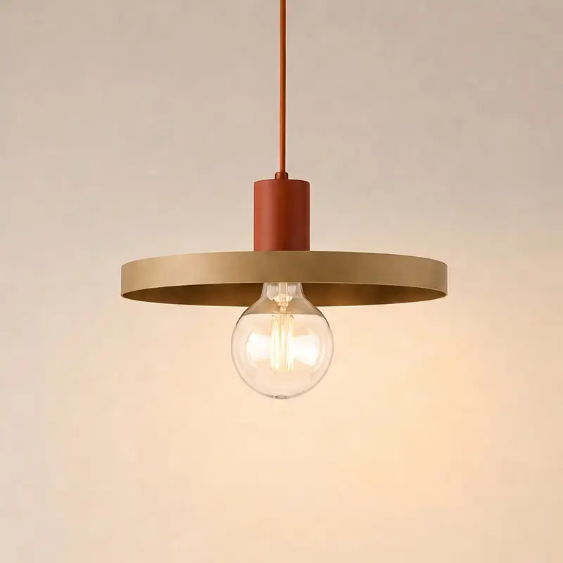 Begränsat antal Pendellampa Sila, sand/röd, metall, Ø 30 cm, E27