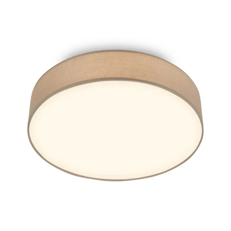 Beställ idag LED-taklampa Duck, taupe, Ø 38 cm, textil, 3000 K