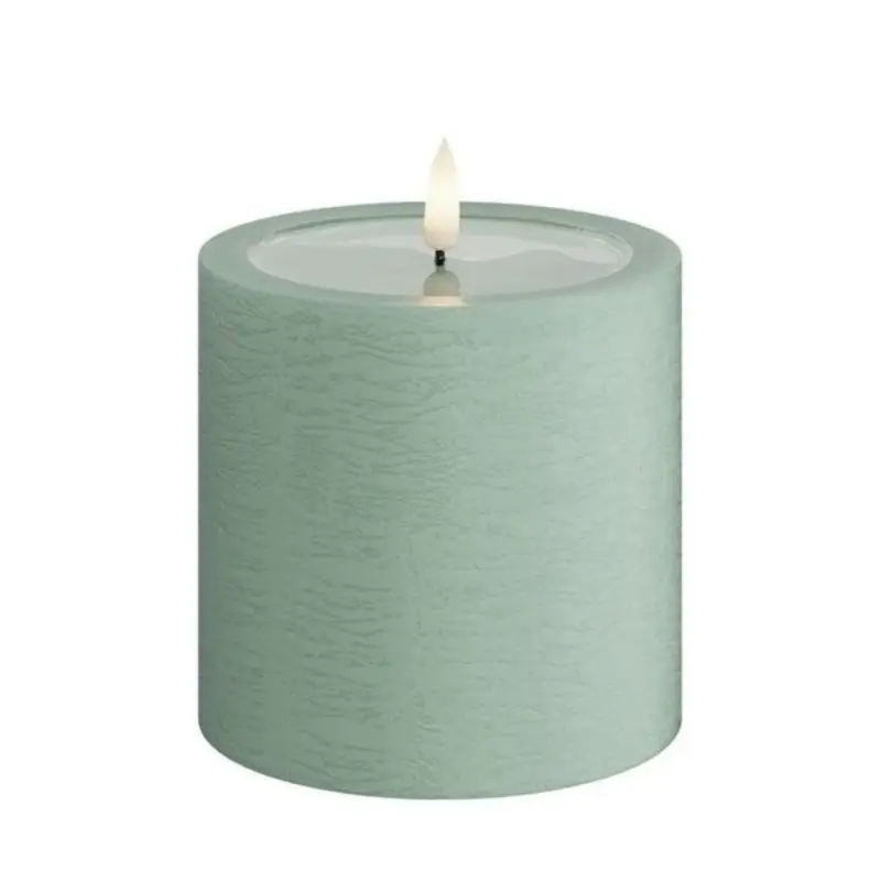 Rustic LED Blockljus Sage Green 10x10 cm Endast idag