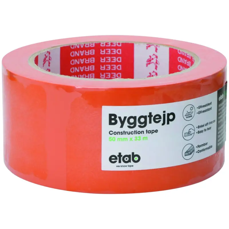 Kampanjpris Byggtejp, Orange, Bredd 50 mm