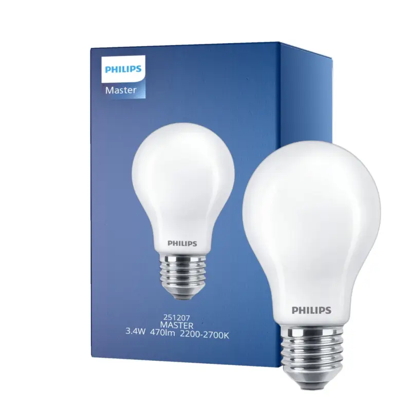 Säker betalning Philips Master LED E27 Päron Filament Matt 3.4W 470lm - 922-927 Dim To Warm | Bästa Färgåtergivning - Dimbar - Ersättare 40W