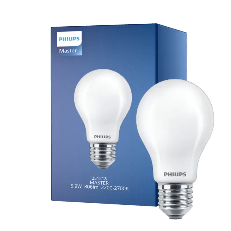 Philips Master LED E27 Päron Filament Matt 5.9W 806lm - 922-927 Dim To Warm | Bästa Färgåtergivning - Dimbar - Ersättare 60W Outlet