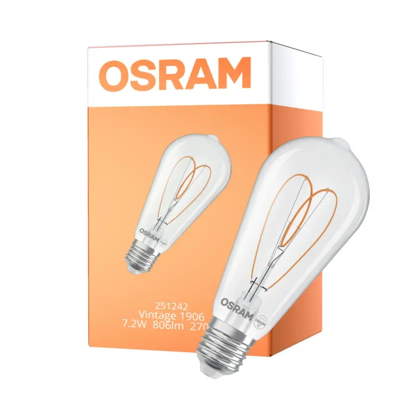 Rabatter Osram Vintage 1906 LED E27 Edison Filament Klar 7.2W 806lm - 927 Extra Varm Vit | Bästa Färgåtergivning - Dimbar - Ersättare 60W