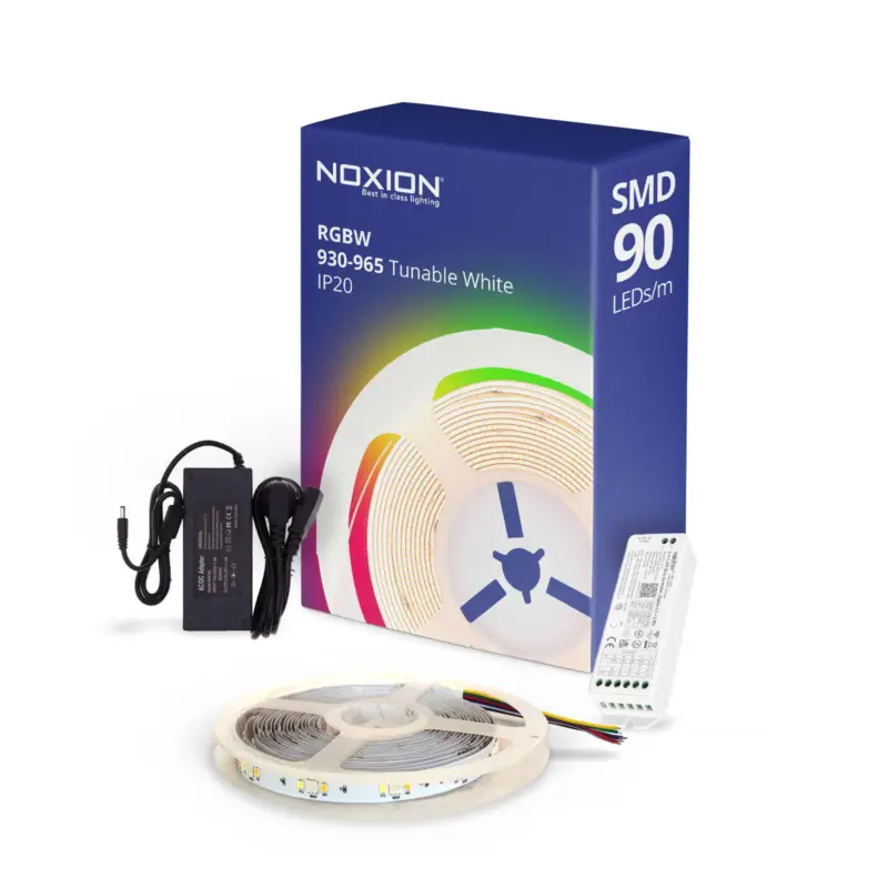 Utförsäljning Noxion Led-Ljusslingor Naga 5 Meter Komplett set - Zigbee - 24V - 90LEDs/m - 12W/m - RGBW - 930-965 Justerbar Vit | 12mm - IP20 - Bästa Färgåtergivning - SMD2835+SMD5050