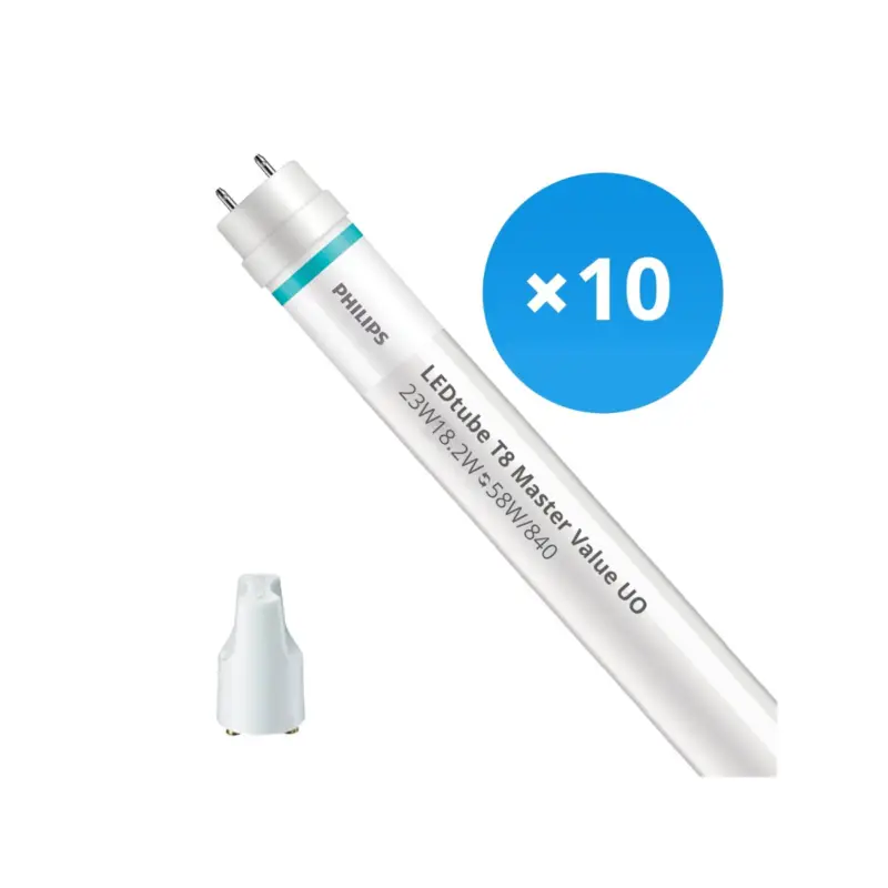 Kundfavorit Flerpack 10x Philips LED Rör T8 MASTER Value (EM/Mains) Ultra Output 23W 3700lm - 840 Kallvit | 150cm - Ersättare 58W