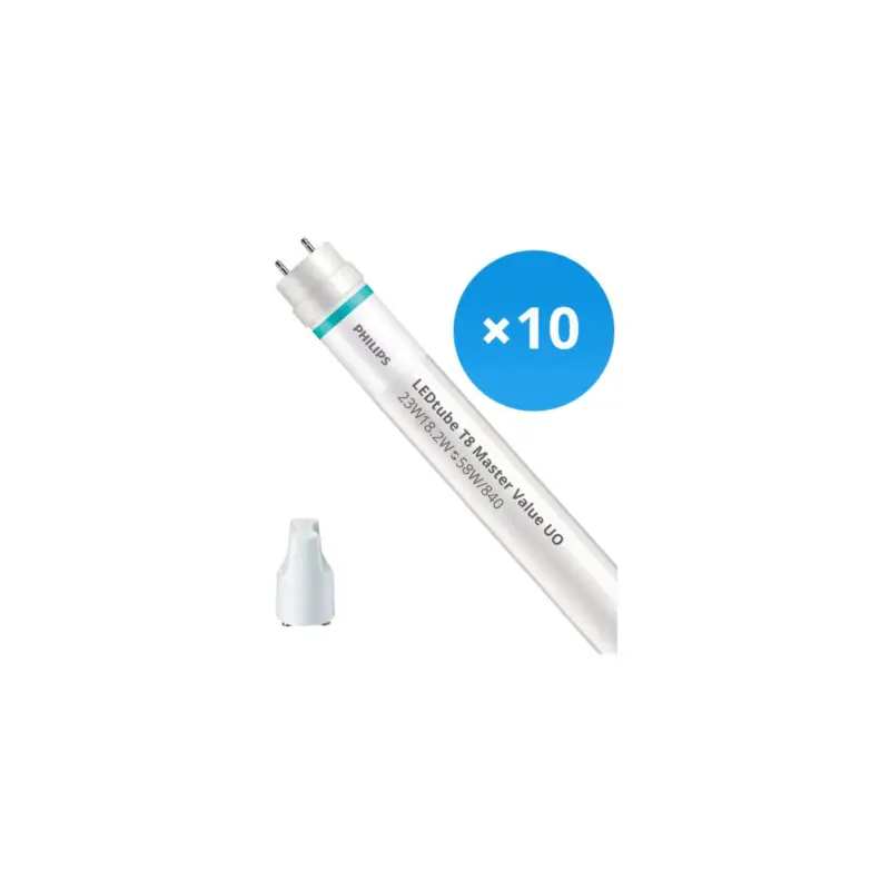 Flerpack 10x Philips LED Rör T8 MASTER Value (EM/Mains) Ultra Output 23W 3700lm - 865 Dagsljus | 150cm - Ersättare 58W Outlet