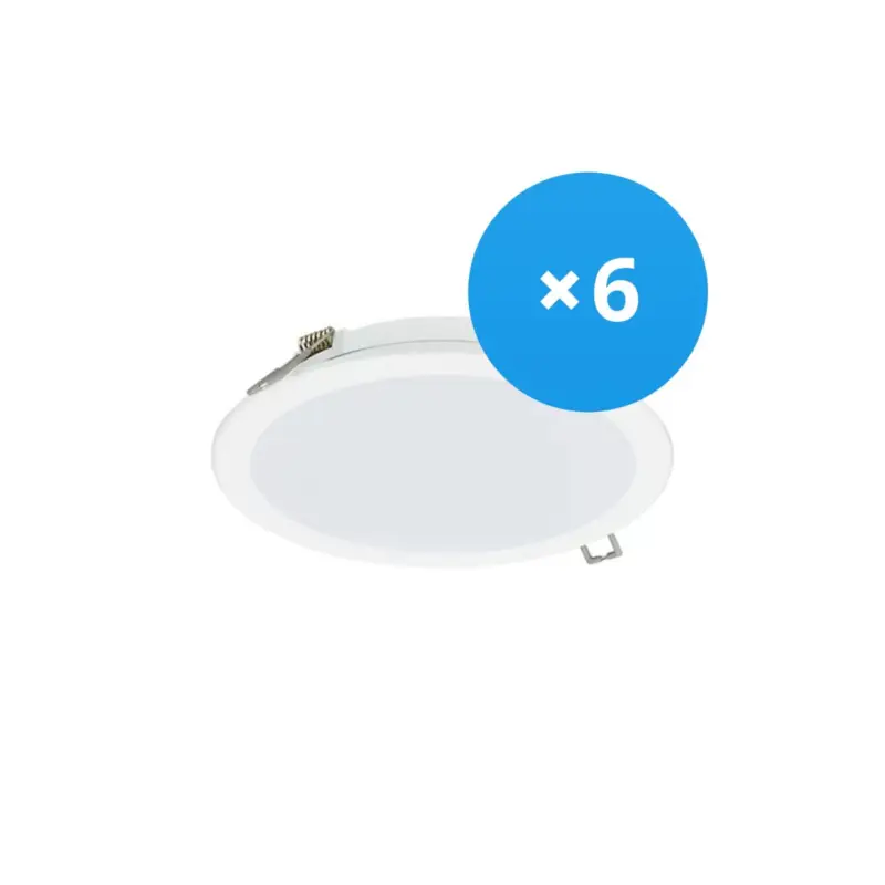 Handla nu Flerpack 6x Philips LED Downlight DN065B Metall Vit 12W 1200lm 110D - 830 Varm Vit | 175mm - Utskärning 150mm - IP20