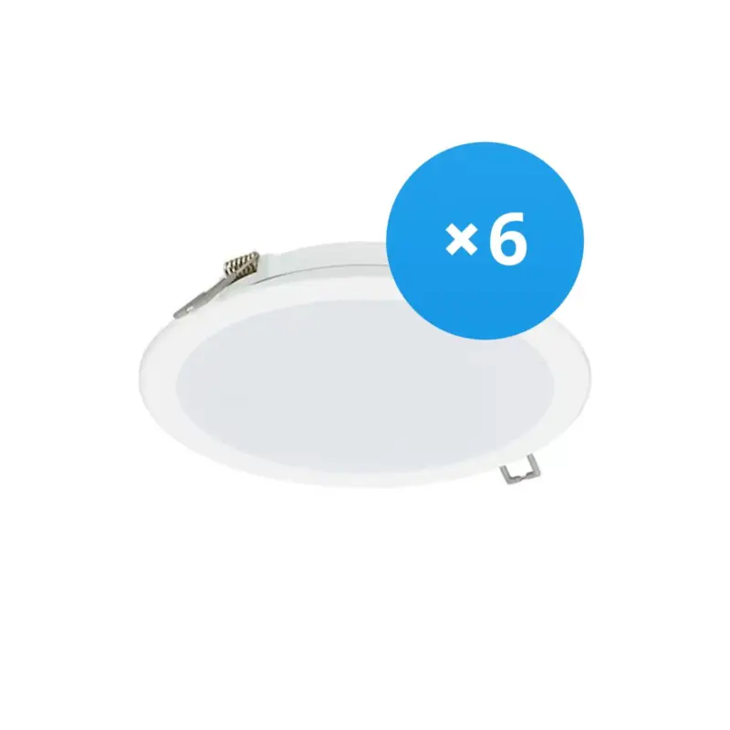 Flerpack 6x Philips LED Downlight DN065B Metall Vit 19W 2000lm 110D - 830 Varm Vit | 225mm - Utskärning 200mm - IP20 Begränsad tid