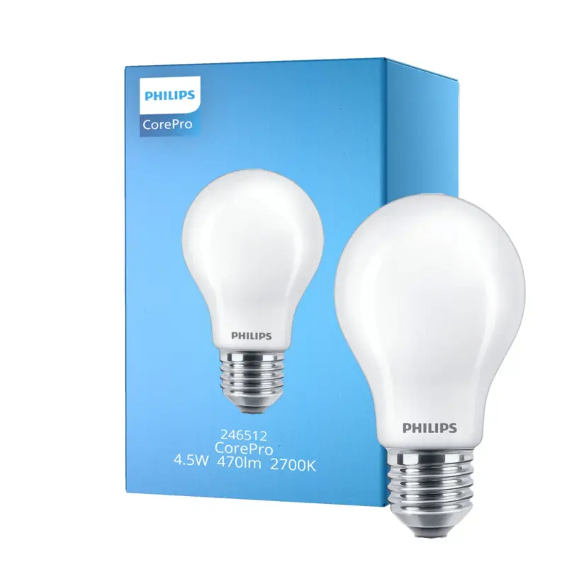 Premium Philips CorePro LED E27 Päron Matt 4.5W 470lm - 827 Extra Varm Vit | Ersättare 40W