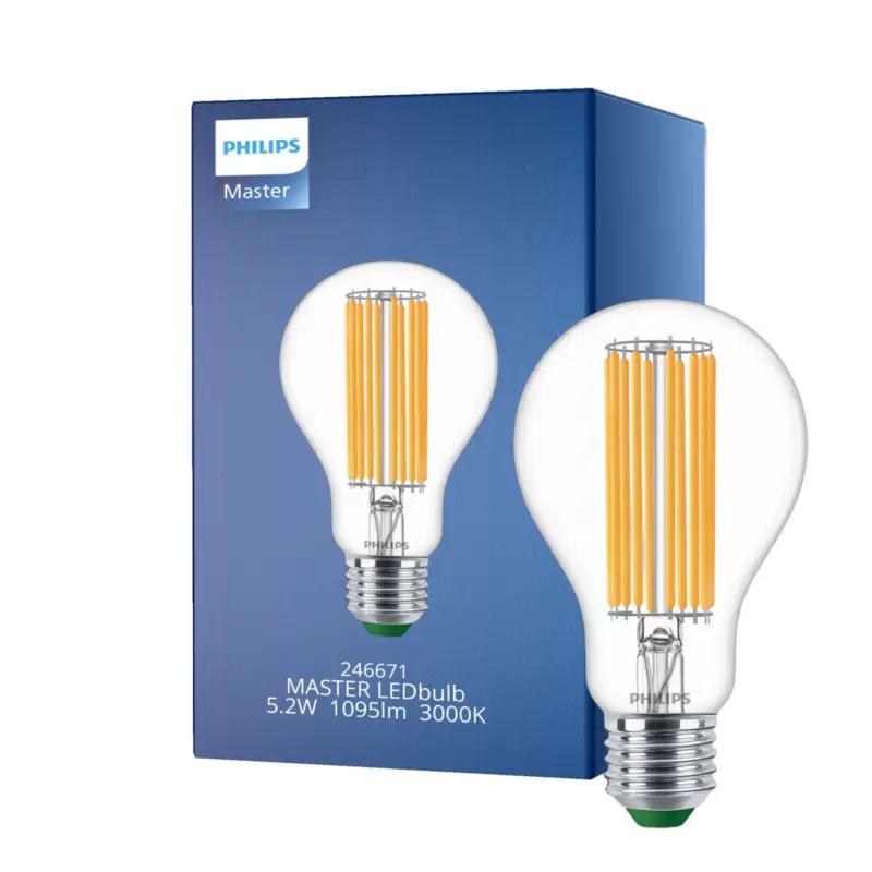 Sänkt pris Philips MASTER LED Lampa E27 Päron Filament Klar 5.2W 1095lm - 830 Varm Vit | Ersättare 75W