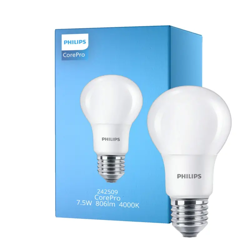 Philips Corepro LED Lampa E27 Päron Matt 7.5W 806lm - 940 Kallvit | Bästa färgåtergivning - Ersättare 60W Säker betalning