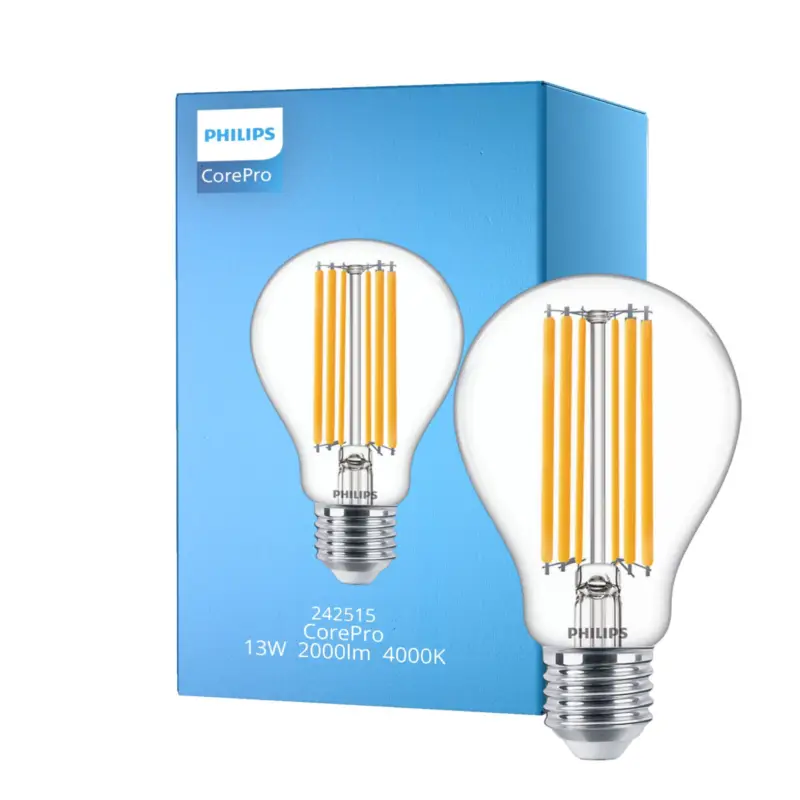 Bästa pris Philips Corepro LED Lampa E27 Päron Klar 13W 2000lm - 840 Kallvit | Ersättare 120W