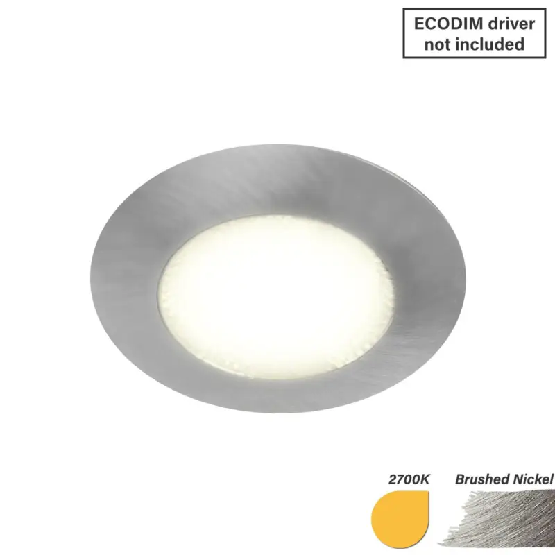 EcoDim Infälld Spot Nickel 3W 240lm 90D - 827 Extra Varm Vit | 62mm - Utskärning 55mm - IP54 - Dimbar Snabb leverans