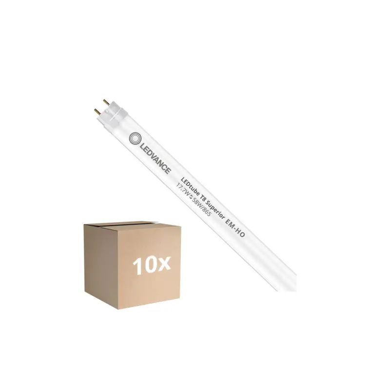 Begränsat erbjudande Flerpack 10x Ledvance LED Rör T8 Superior (EM/Mains) High Output 17.7W 3100lm - 865 Dagsljus | 150cm - Ersättare 58W