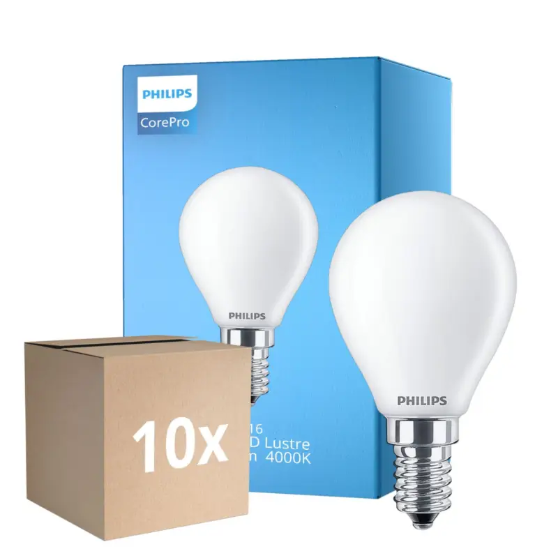 Billigare Flerpack 10x Philips Corepro LED Lustre E14 Boll Matt 6.5W 806lm - 840 Kallvit | Ersättare 60W