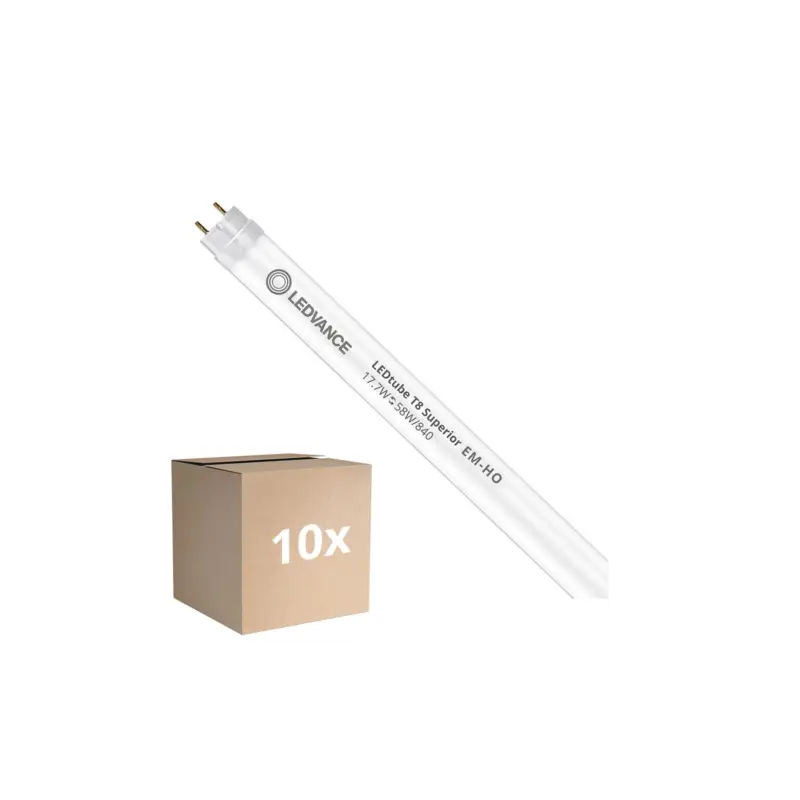 Begränsat erbjudande Flerpack 10x Ledvance LED Rör T8 Superior (EM/Mains) High Output 17.7W 3100lm - 840 Kallvit | 150cm - Ersättare 58W