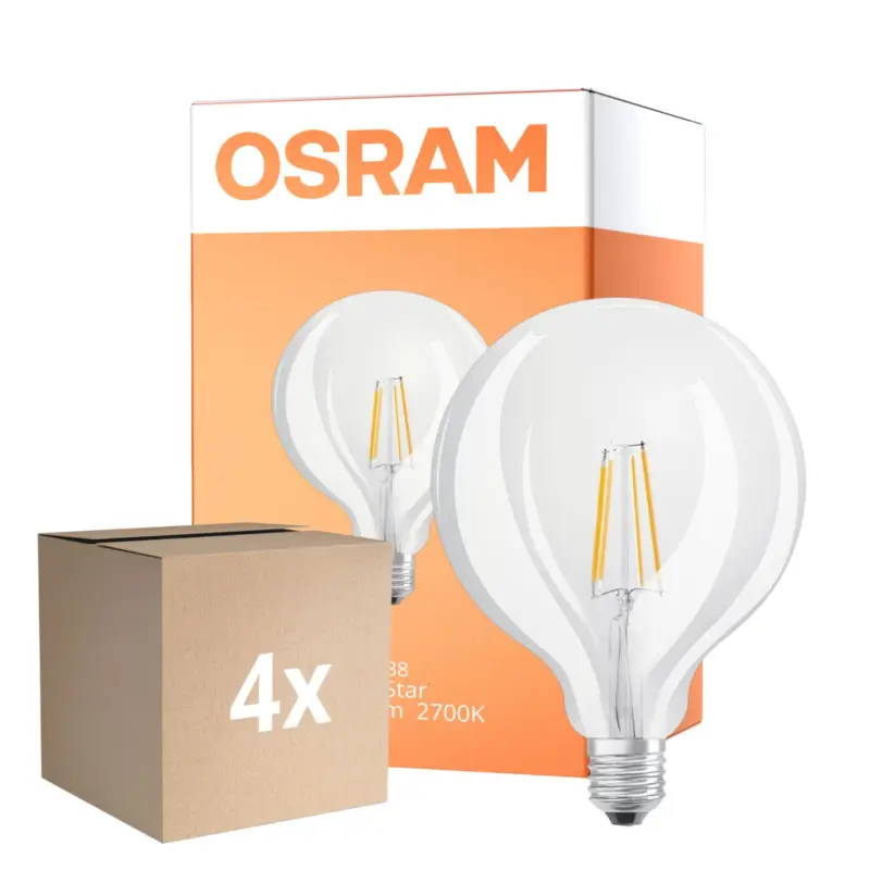 Flerpack 4x Osram LED Superstar E27 Globe G125 Filament Klar11W 1521lm - 927 Extra Varm Vit | Dimbar - Bästa Färgåtergivning - Ersättare 100W Nedsatt pris