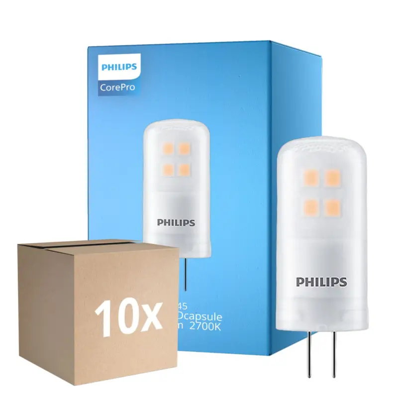 Flerpack 10x Philips CorePro LED Capsule G4 Matt 2.1W 210lm - 827 Extra Varm Vit | Dimbar - Ersättare 20W Rabatter