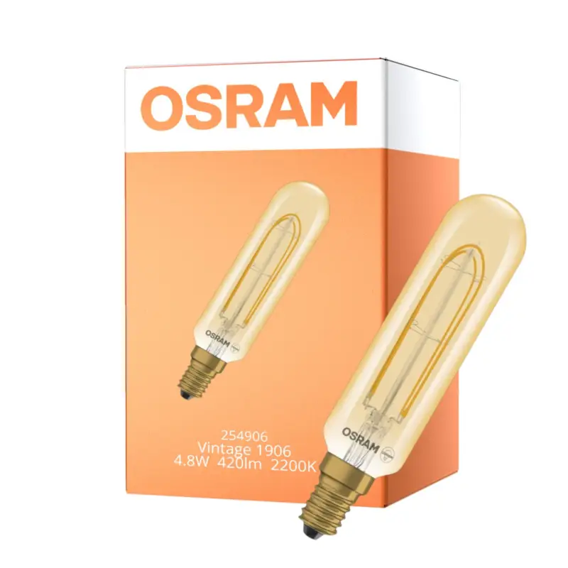 Osram Vintage 1906 LED Special Shapes E14 Tubular Ambar 4.8W 420lm - 822 Extra Varm Vit | Dimbar - Ersättare 40W Lågt pris