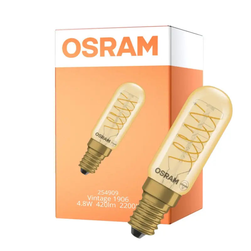 Osram Vintage 1906 LED Special Shapes E14 Tubular Ambar 4.8W 420lm - 822 Extra Varm Vit | Dimbar - Ersättare 40W Kampanj