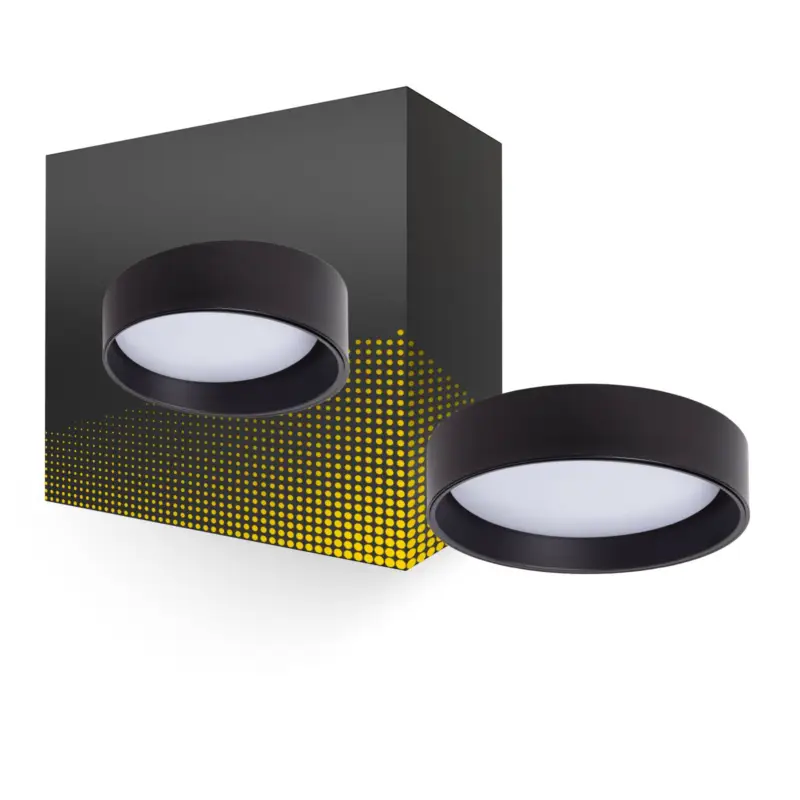 Bright Choice Taklampa Runda ABS Metall Svart 15W 1000lm - 830-840-860 CCT Trygg betalning