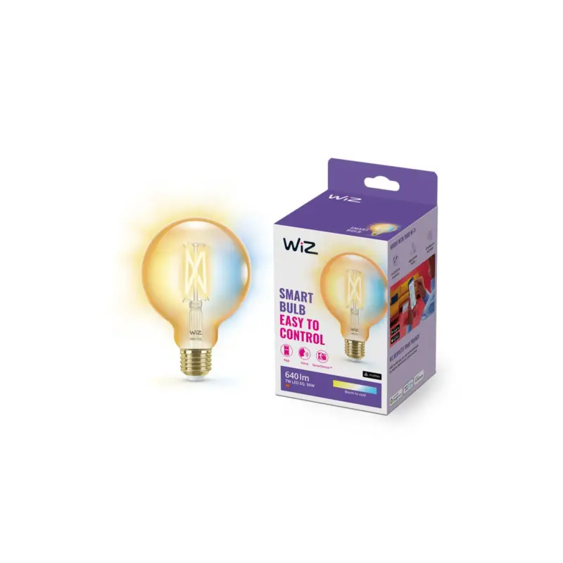 WiZ Smart LED E27 Globe G95 Filament Guld 7W 640lm | Bästa Färgåtergivning - Dimbar - Ersättare 50W Handla nu