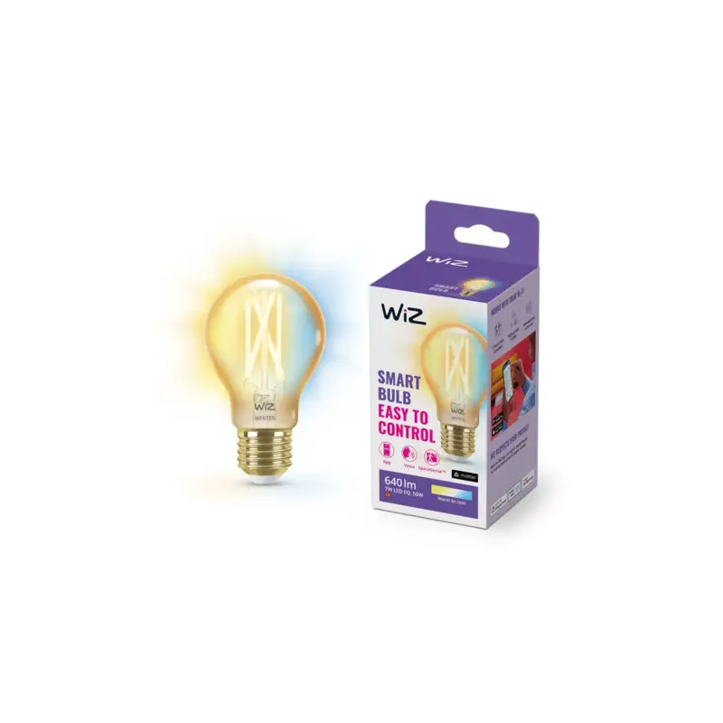 Populär WiZ Smart LED E27 Päron A60 Filament Guld 7W 640lm | Bästa Färgåtergivning - Dimbar - Ersättare 50W