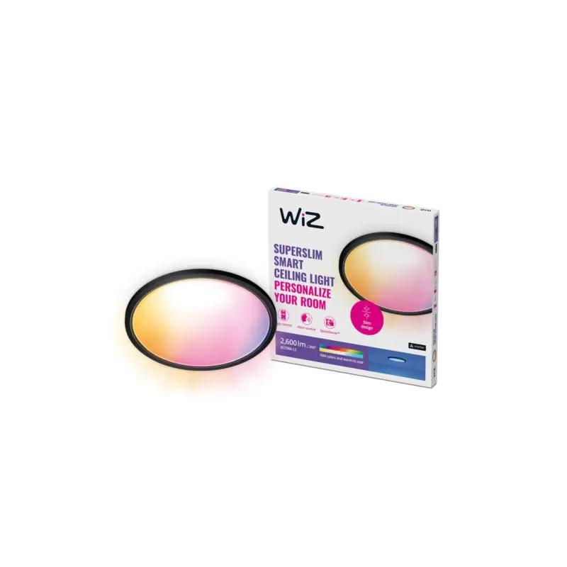 WiZ Smart LED Taklampa SuperSlim Svart 22W 2600lm - 922-950 Justerbar Vit + RGB | IP20 - Bästa Färgåtergivning - Wifi Dimbar Köp online