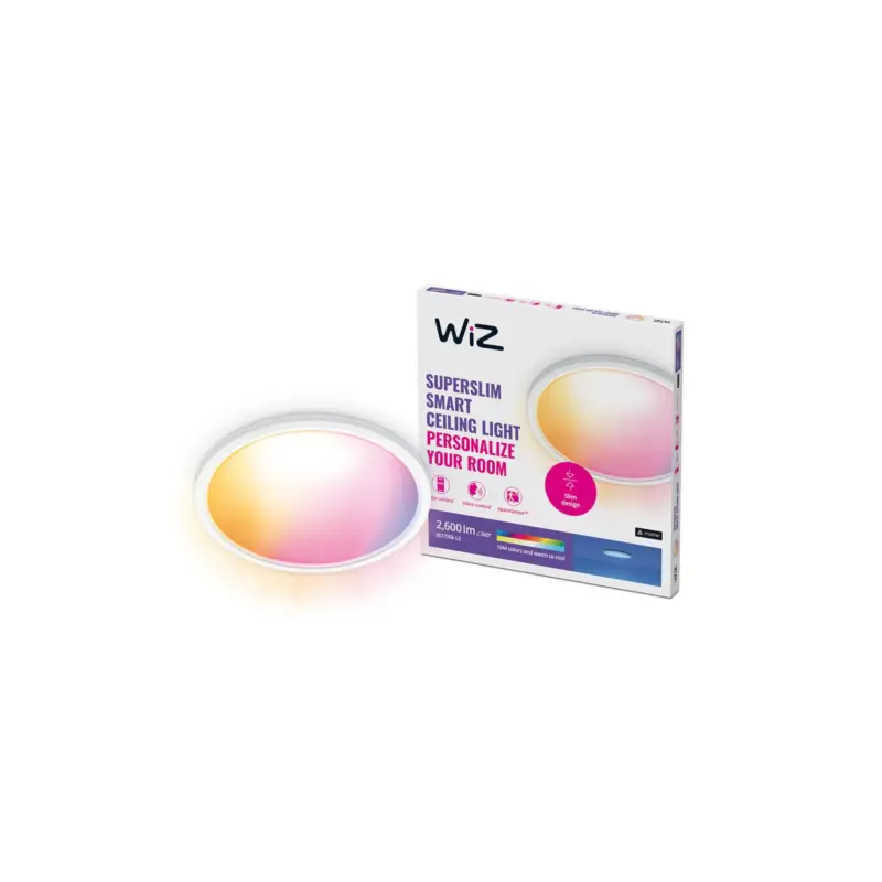 WiZ Smart LED Taklampa SuperSlim Vit 22W 2600lm - 922-950 Justerbar Vit + RGB | IP20 - Bästa Färgåtergivning - Wifi Dimbar Endast denna vecka