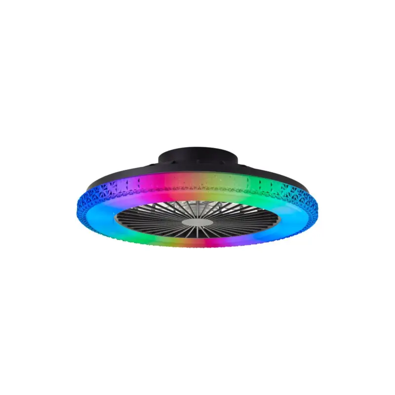 Brilliant Badria Takfläkt Plast Metall Svart 36W 4700lm - 830-865 CCT+RGB | 490mm - Fjärrkontroll Dimbar Kampanj
