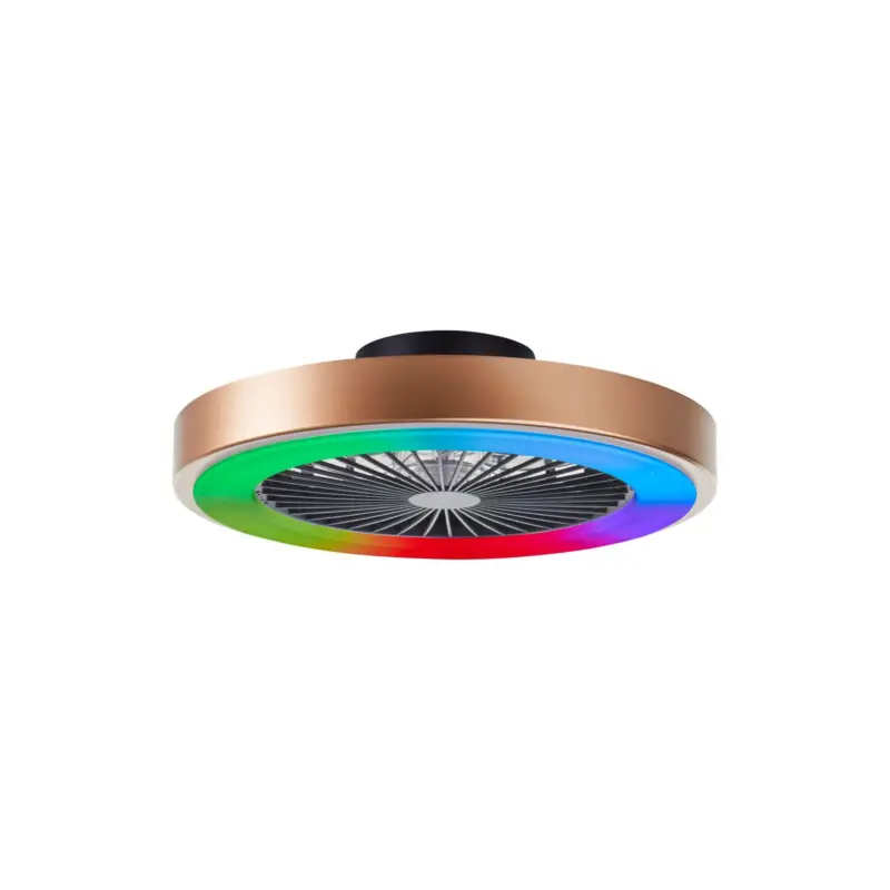 Endast denna vecka Brilliant Slimline Takfläkt Plast Metall Svart Guld 36W 4700lm - 830-865 CCT+RGB | 490mm - Fjärrkontroll Dimbar